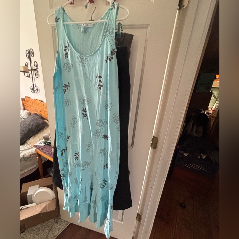 Women’s cotton high-low blue floral dress size large - Picture 2 of 10